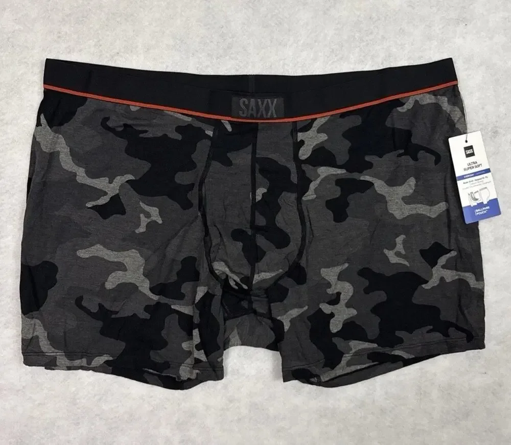 SAXX Boxer Brief Mens 3XL Gray Camo Ultra Super Soft BallPark Pouch NWT